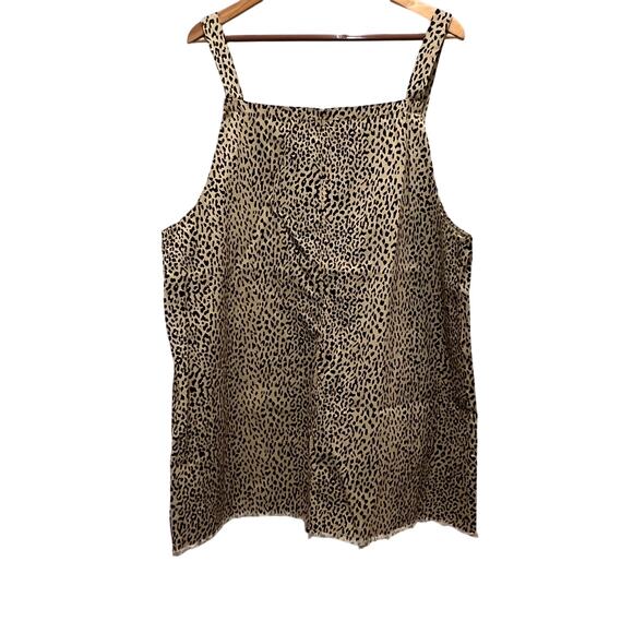 CHICSOUL Leopard Print Adjustable Overall Mini Dress Sz XL Boho Sassy Cottage - Picture 1 of 8